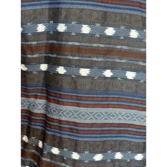 CARBON Mens XL Button Up Shirt Aztec Cowboy Southwestern Blue Gray Red Slim Fit - Picture 2 of 9
